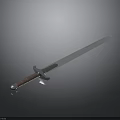 Classic Medieval Weapon Sword With Long Blade Brown Handle And Metal Guard
