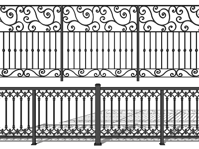 Wrought Iron Fence with Intricate Scroll Patterns and Ornate Railings for Garden Decoration 3d model