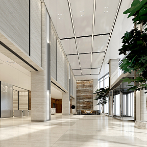 Modern Hall Office Lobby 3d model