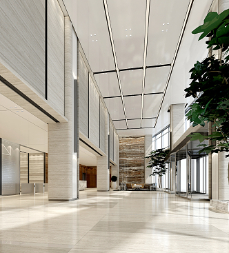 Modern Hall Office Lobby 3d model