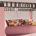 Colorful Ball Pit Playground Equipment With Pink Structure Black Frame And Hanging Seat
