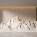 Beige Textured Background Wall With 3D Mountain Relief And Modern Lighting