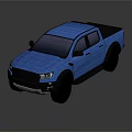 Blue Modern Pickup Truck With Sleek Exterior Design And Cargo Bed