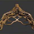 Golden Serpent Sculpture With Intricate Vine Like Winding Design And Hollow Texture