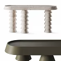 Modern Console Table With Tiered Stone Legs And Smooth Rectangular Top Surface 3d model