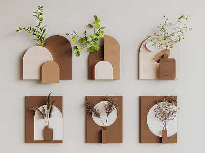 Wall Decor With Geometric Shapes And Plants 3d model