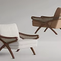 Modern Accent Chairs With Light Beige And Brown Upholstery Wooden Frame And Woven Armrests