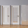 White Hinged Interior Doors with Various Designs Simple Lines Glass Panels and Handles 3d model