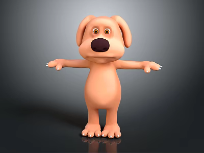 Cute Orange Puppy Plush Toy With Open Arms And Round Eyes Standing 3d model