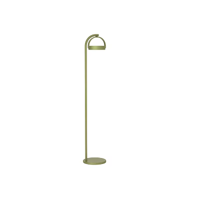 Green Outdoor Floor Lamp With Slim Pole And Arched Lampshade Design 3d model