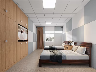 Hospital Outpatient Ward Interior With Beds Cabinets TV And Window 3d model