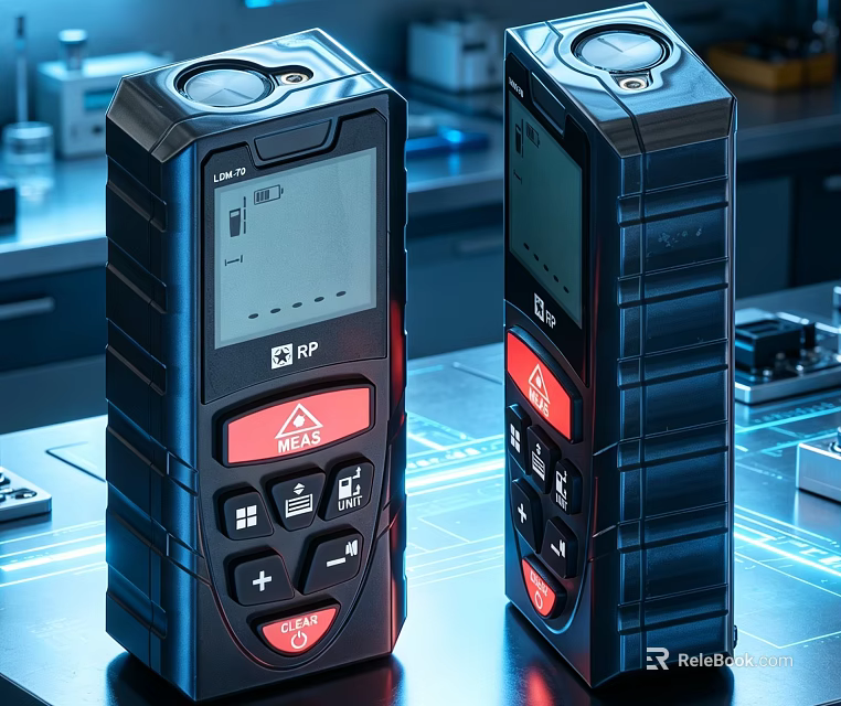Professional Industrial Laser Distance Meters With Digital Display And Control Buttons 3d model 