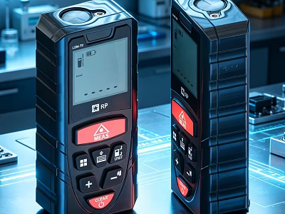 Professional Industrial Laser Distance Meters With Digital Display And Control Buttons 3d model