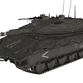Military Main Battle Tank Armored Vehicle With Cannon Barrel Tracks And Antennas