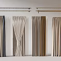 Various Curtain Panels With Pleated Draped Styles In Beige Brown Neutral Tones