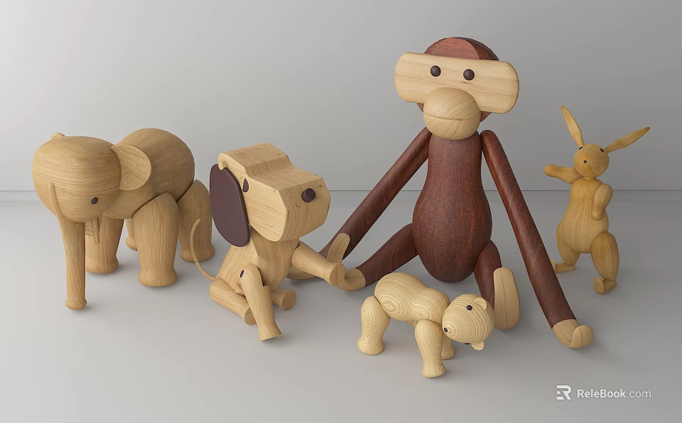 Sauna Shower Space With Wooden Animal Decor 3d model 