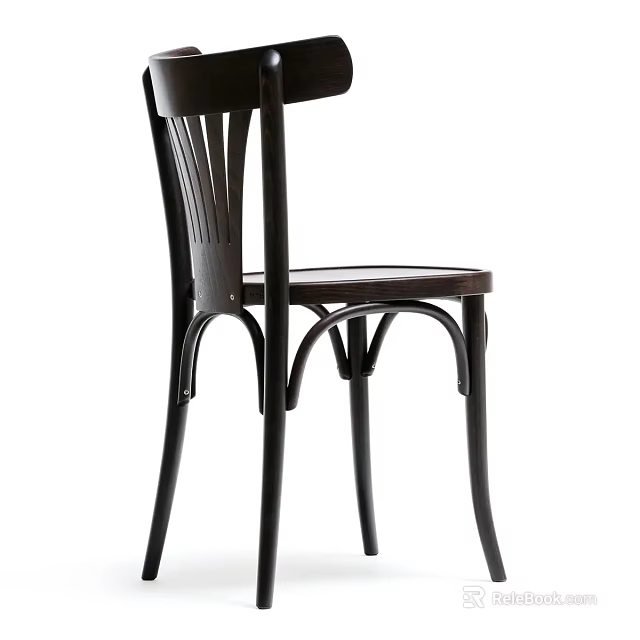 Modern Black Metal Frame Leisure Chair With Wooden Seat And Curved Backrest Design 3d model 
