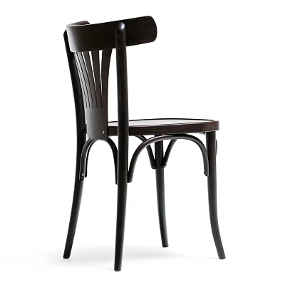 Modern Black Metal Frame Leisure Chair With Wooden Seat And Curved Backrest Design 3d model