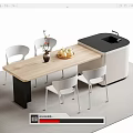 Modern Bar Counter Interior With Wooden Tabletop White Chairs Fruits Vase And Black Sink Section