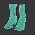 Vintage High Heel Lace Up Boots With Metallic Finish And Wrinkled Surface