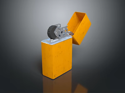 Yellow Box Shaped Industrial Equipment With Open Lid And Gray Mechanical Part 3d model