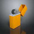 Yellow Box Shaped Industrial Equipment With Open Lid And Gray Mechanical Part