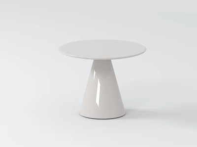 Modern White Coffee Table With Round Tabletop And Smooth Conical Base Design 3d model