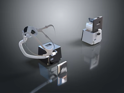Two Modern Medical Devices With Flexible Hose Control Panel And Reflective Surface 3d model