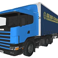 Blue Scania Curtain Side Cargo Truck With Global Trans Logo Design