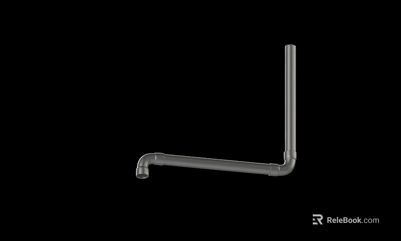 L shaped metal pipe with smooth surface for plumbing systems on black background 3d model 