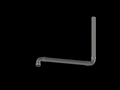 L shaped metal pipe with smooth surface for plumbing systems on black background 3d model