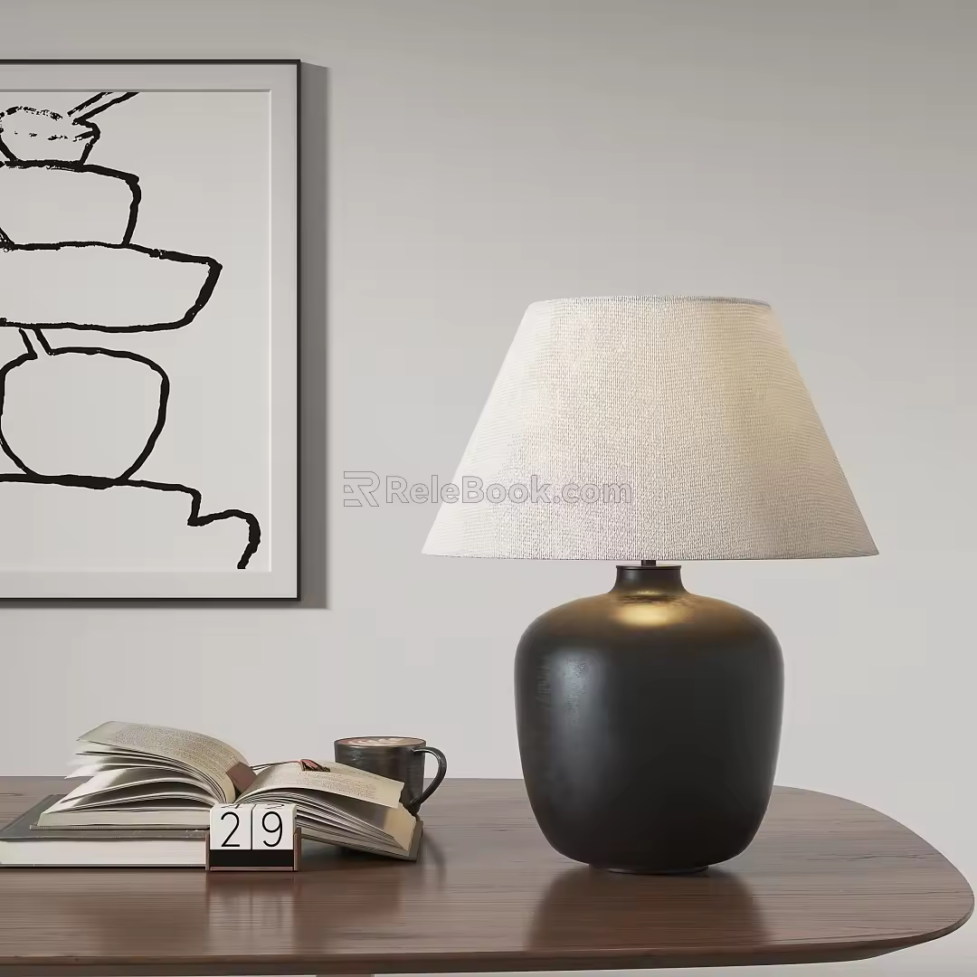 Vintage table lamp medieval table lamp 3d model
