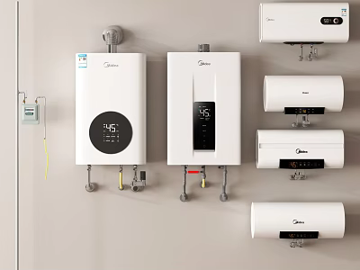 Midea Daily Electrical Appliances Various Water Heater Models With Temperature Display And Wall Mounting 3d model