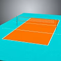 Indoor Sports Fitness Volleyball Court Design With Blue Floor Orange Area And Net