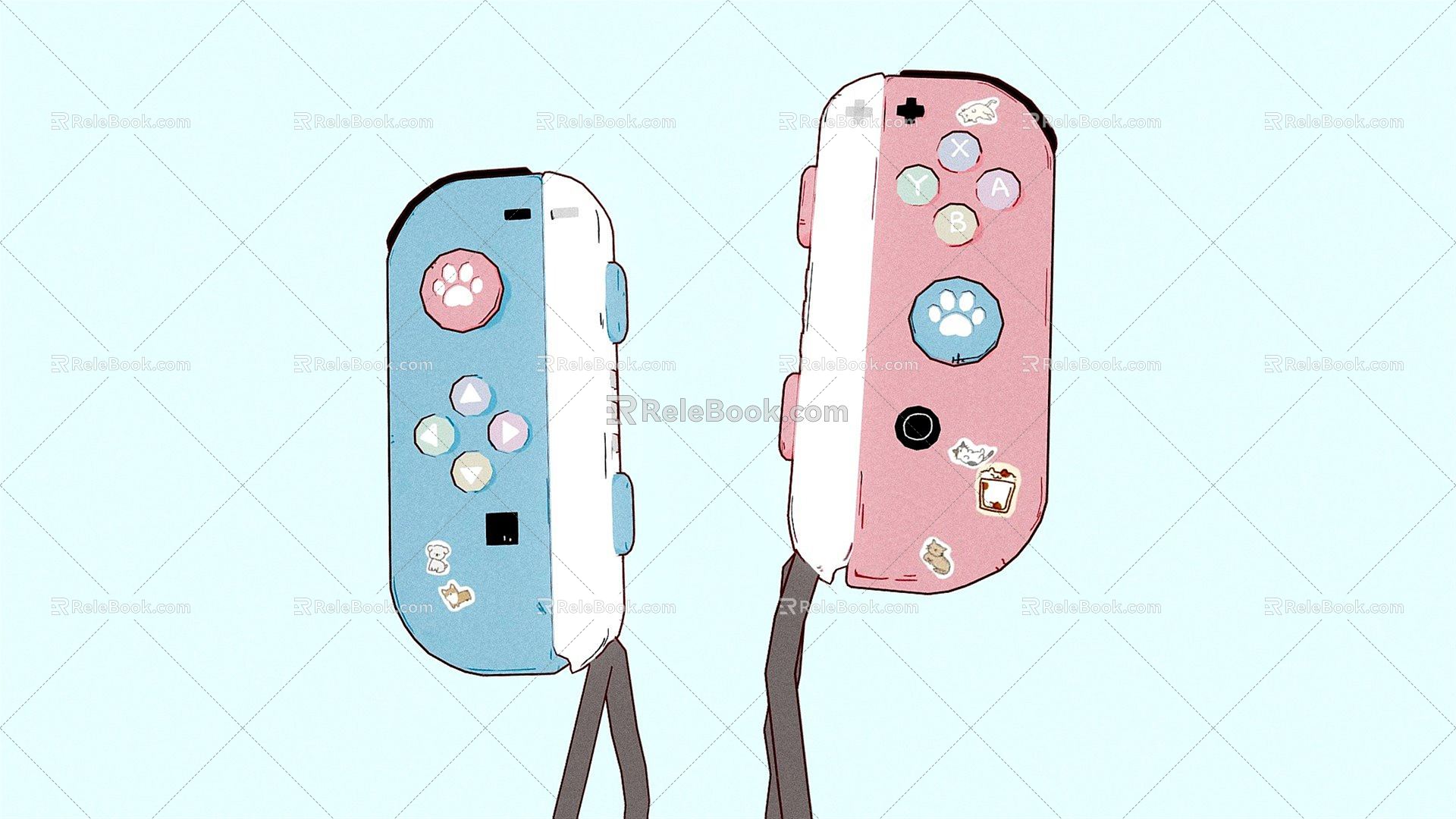 Modern gamepad cartoon game machine 3d model