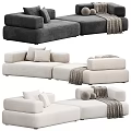 Modern Two Seater Sofa Design With Soft Cushions And Knitted Blankets 3d model