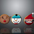 Festive Christmas Themed Cookies With Reindeer Snowman Santa Claus Designs On Reflective Surface