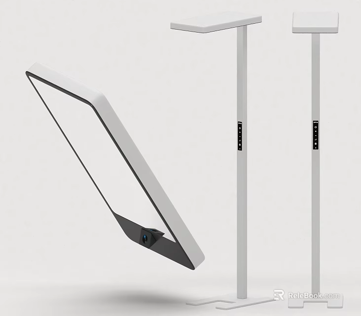 Modern Floor Lamp with Adjustable White Panel Head and Slim Metal Stand 3d model 