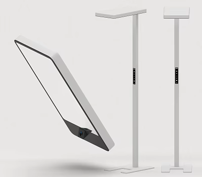 Modern Floor Lamp with Adjustable White Panel Head and Slim Metal Stand 3d model