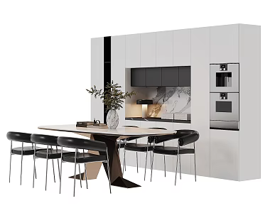 Dining Table and Chair Island Table Dining Table Island Table Round Table and Chair Tableware Sideboard Wine Cabinet Single Chair Decorations Planting 3d model