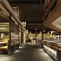 Modern Restaurant Interior With Open Layout Wooden Bar Dining Tables And Warm Lights