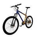 Stylish Mountain Bike With Blue And Orange Frame Black Wheels Seat And Handlebars