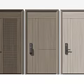 Modern Security Doors With Different Wood Grain Textures And Panel Designs 3d model