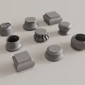 Chinese style column pier stone pier building components 3d model
