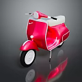 Pink Retro Scooter With White Seat And Black Wheels On Dark Background