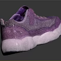 Cute Kids Purple Pink Heart Pattern Sneakers With Soft Sole And Velcro Strap