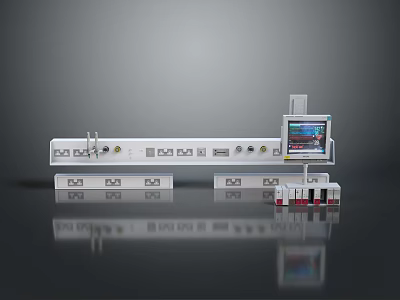 Modern Kitchen Smart Control Panel With Digital Display And Accessory Ports 3d model