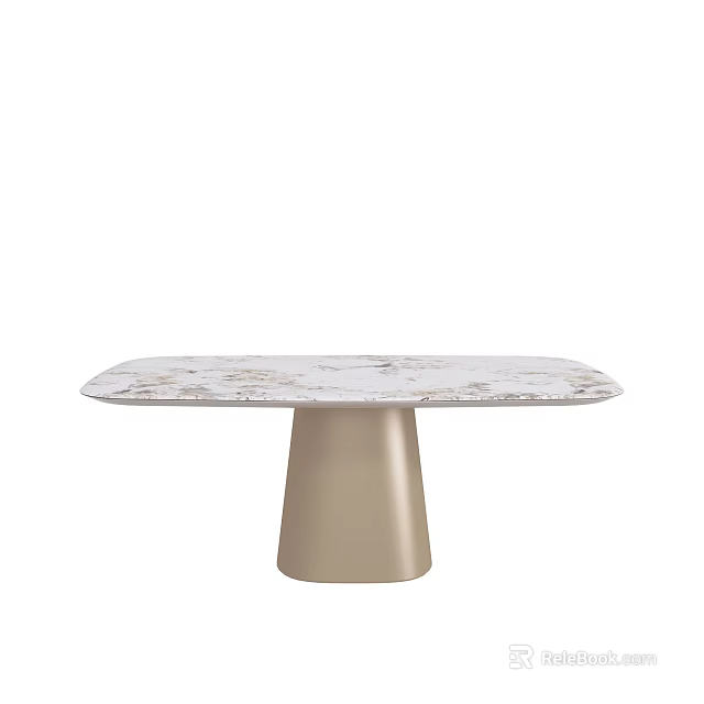 Elegant Modern Dining Table With Marble Top And Gold Pedestal Base 3d model