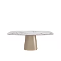 Elegant Modern Dining Table With Marble Top And Gold Pedestal Base 3d model
