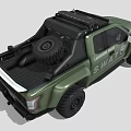 Green Los Angeles SWAT Tactical Pickup Truck With Roof Rack And Off Road Tires